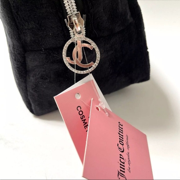 - NWT JUICY COUTURE Velour Cosmetics Bag Toiletries Makeup Case black logo - Picture 6 of 9